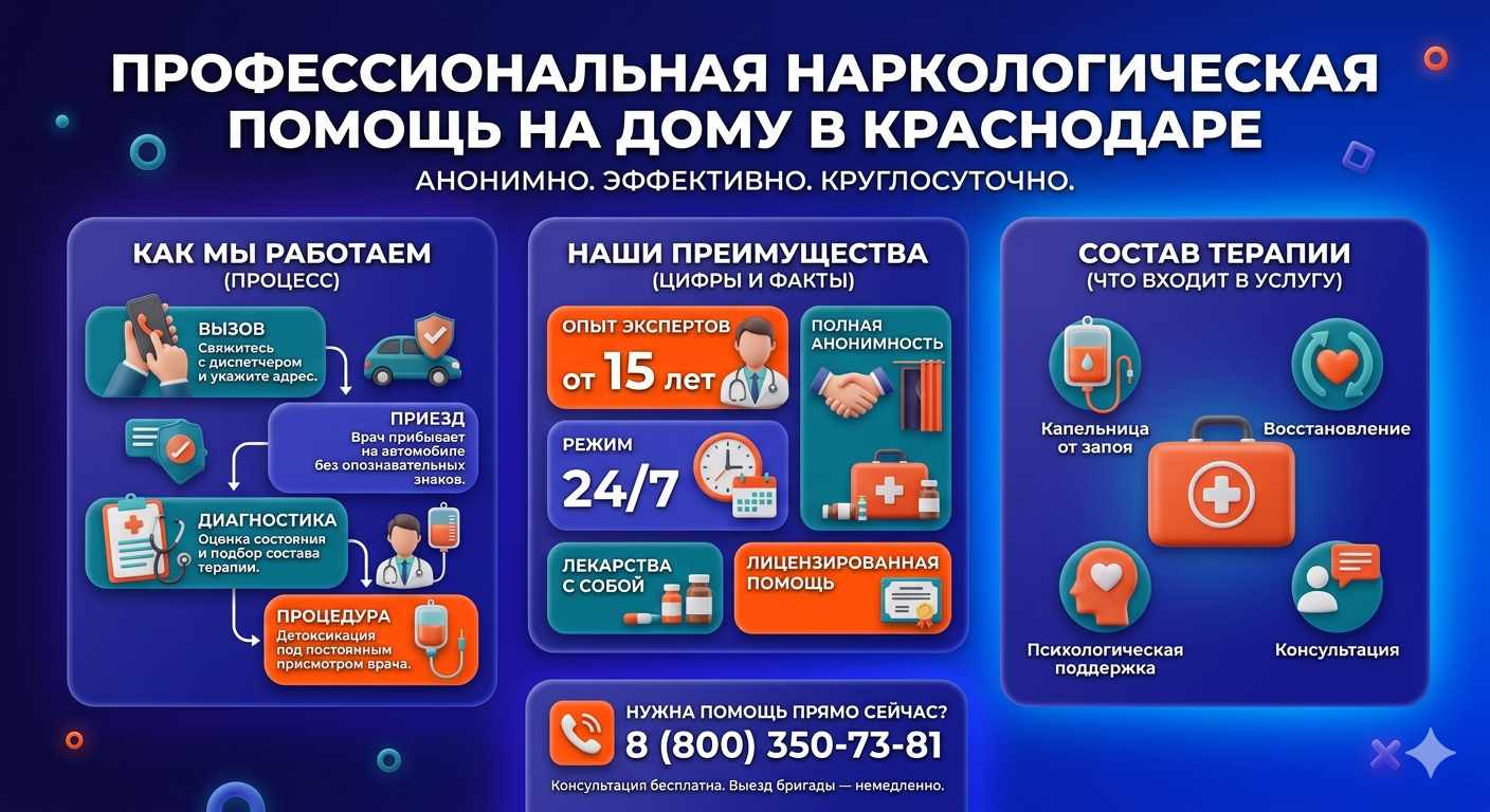Инфографика о принципах лечения алкоголизма на дому в Мензелинске: этапы вызова нарколога, преимущества анонимной детоксикации и состав медицинской помощи.